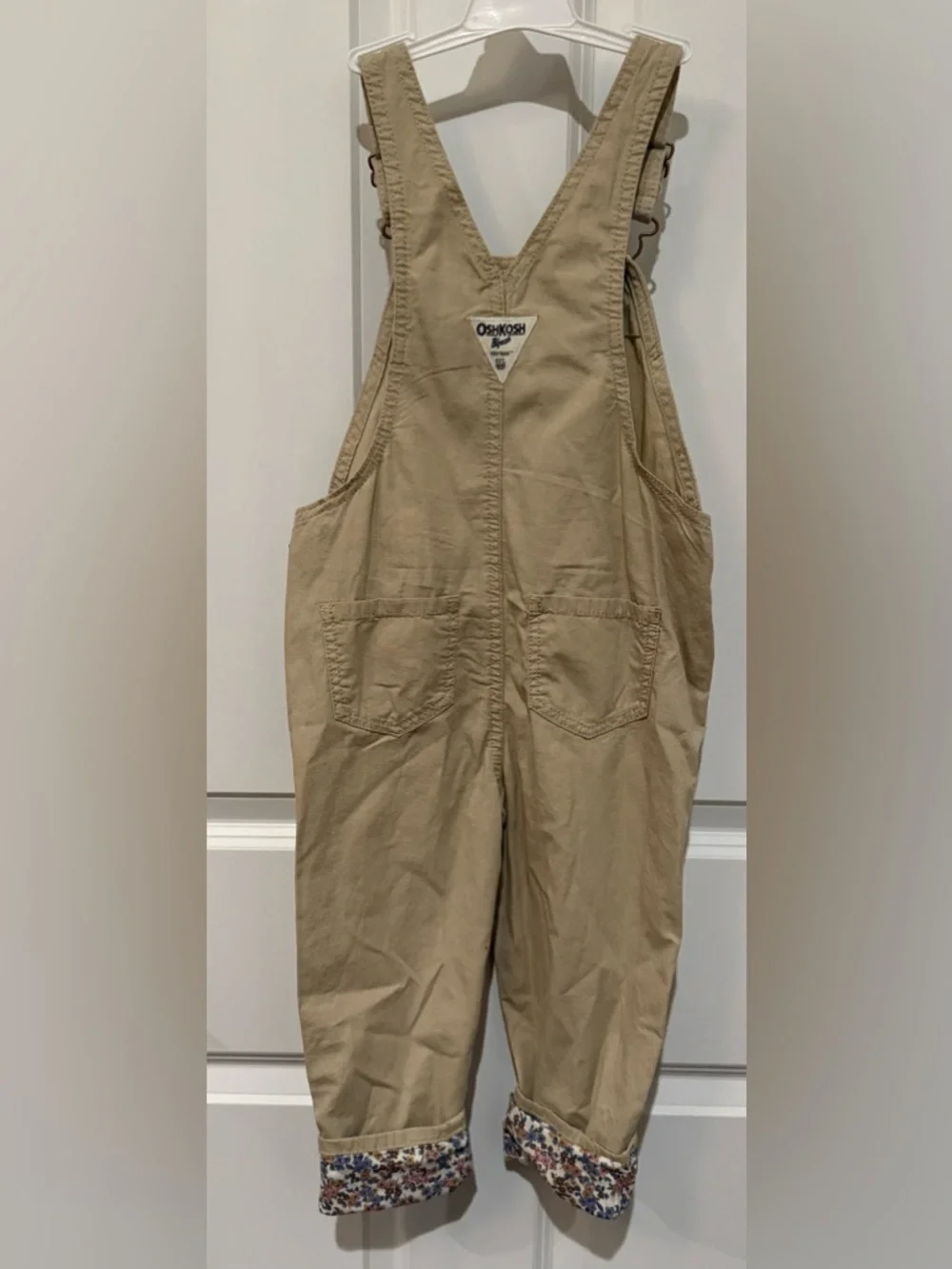 OshKosh B'gosh Girls Lightweight Floral-Lined Canvas Overalls- NWT